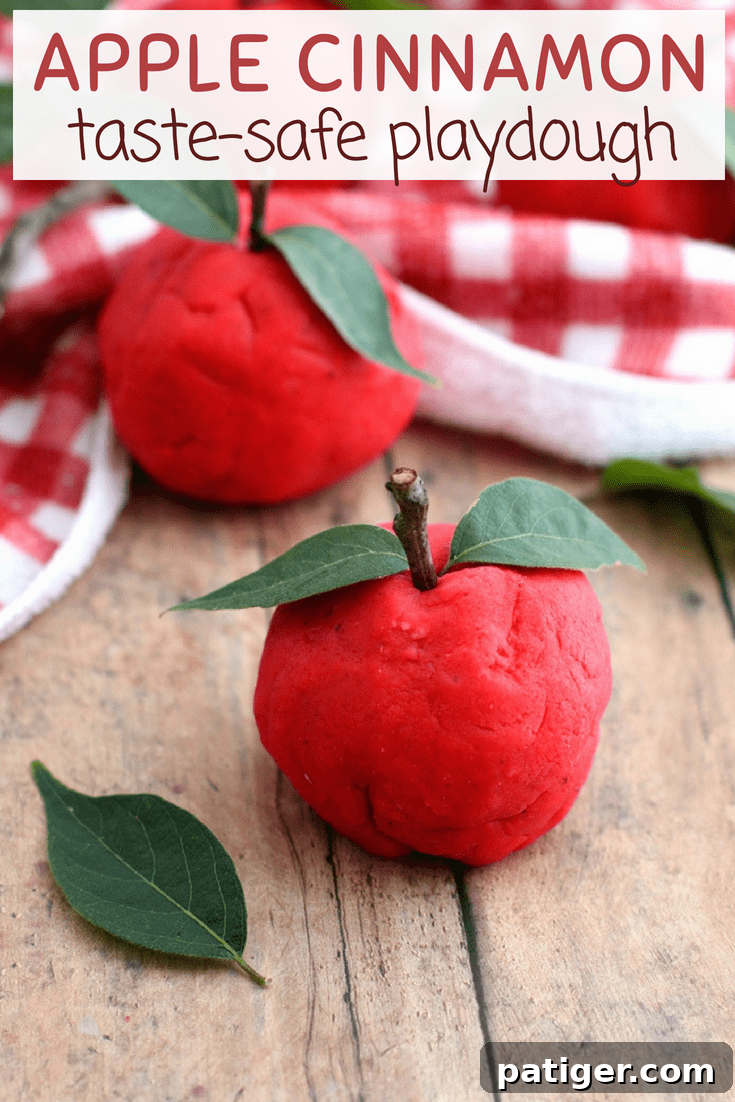 A non-toxic, taste-safe, apple scented playdough recipe perfect for Fall sensory play at home or in the classroom. Takes only 10 minutes to make!