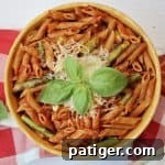 Vibrant Asparagus Whole Wheat Pasta 10 Whole wheat pasta with asparagus and marinara sauce is a quick and easy weeknight dinner option that the whole family will enjoy.