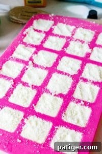 silicone mold filled with mixture