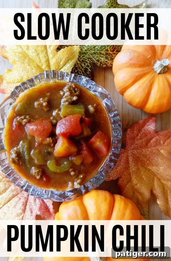 Autumn Spiced Slow Cooker Pumpkin Chili 8 A savory Fall slow cooker Pumpkin chilli recipe perfect for warming your bones up on a cool evening.