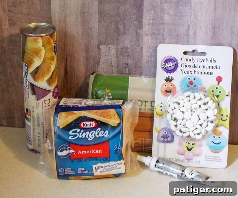 Mummy hot dogs are a fun Halloween dinner, perfect after a busy night of trick-or-treating. Plus, they are ridiculously easy to make using crescent rolls.