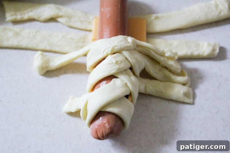 How to wrap a hot dog in dough