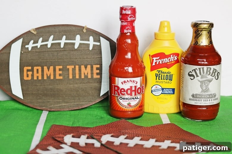 Frank's® RedHot, French’s® Mustard and Stubb’s® Bar-B-Q sauce – essential condiments for flavorful game day cooking and homegating recipes.
