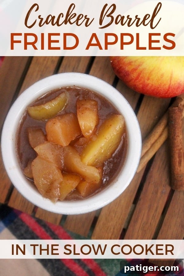 An absolutely delicious copycat Cracker Barrel fried apples recipe you can make right at home in your slow cooker.