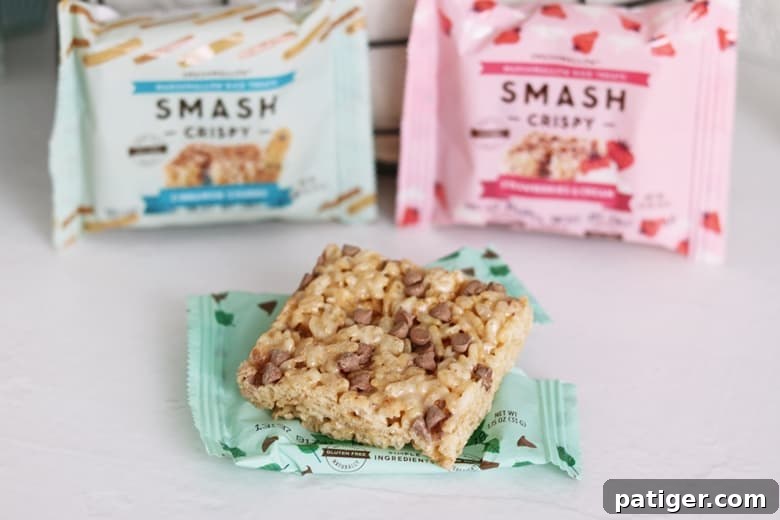 Crafting Care Get Well Gift Baskets 5 Cinnamon Churro, Strawberries & Cream, and Mint Chocolate Chip SMASHCRISPY treats.