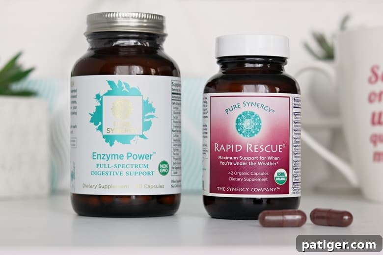 Crafting Care Get Well Gift Baskets 8 Immune-Boosting Supplements - Pure Synergy Rapid Rescue and Enzyme Power