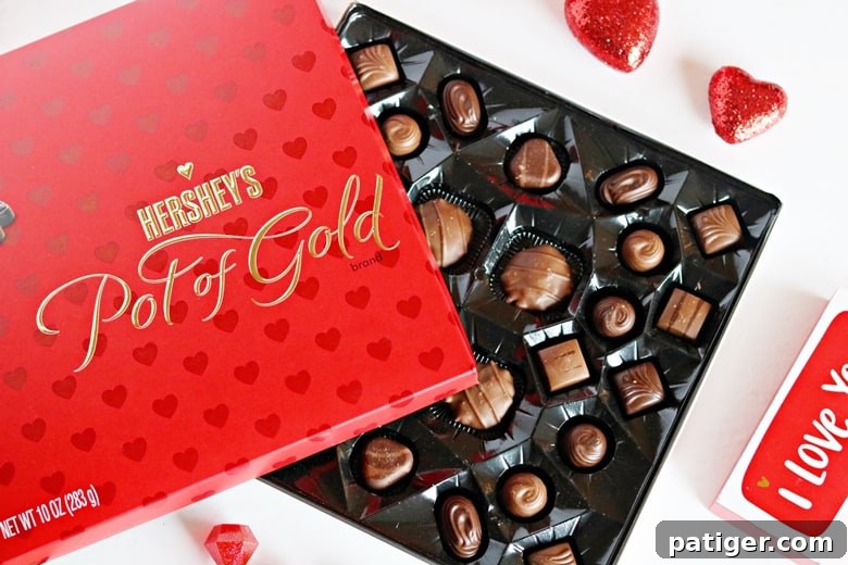 Assortment of Hershey’s Pot of Gold chocolates, a perfect addition to Valentine's gifts.