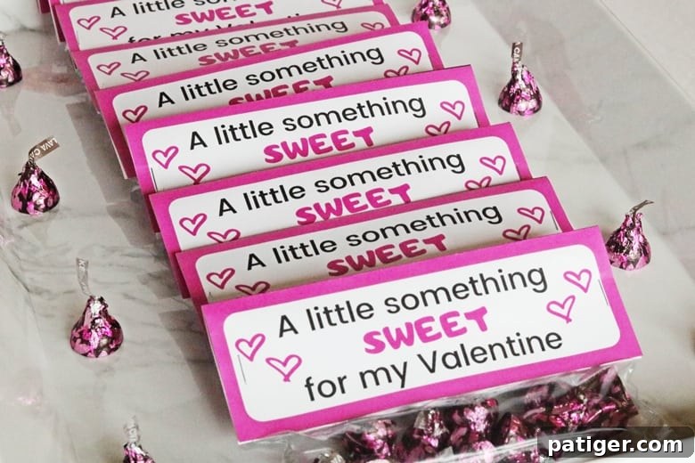 Handmade 'A Little Something Sweet' Valentine's Day treat baggies filled with delicious HERSHEY® Lava Cake KISSES chocolates