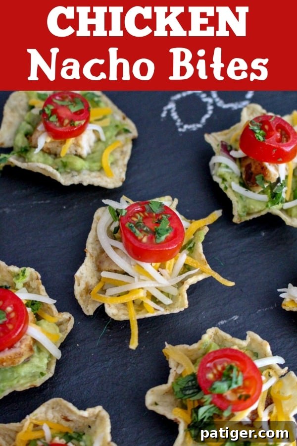 Quick Chicken Nacho Cups 7 Pin this recipe for tasty chicken nacho bites for future party planning.