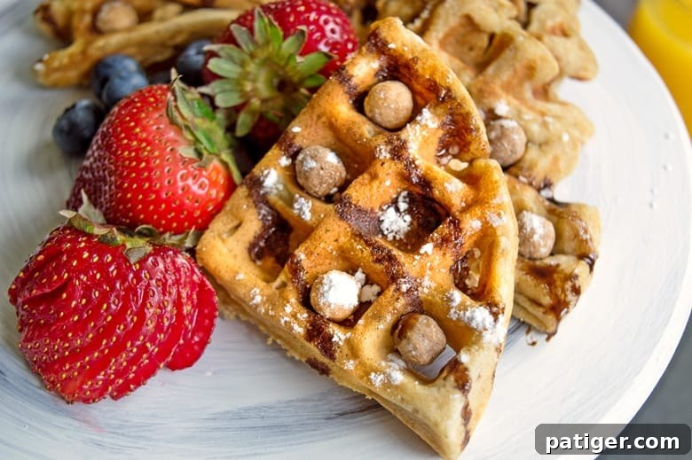 Combine two breakfast favorites -- cereal and waffles -- with this rich and peanut-buttery Reese's Puffs cereal waffles recipe for an exciting morning treat.