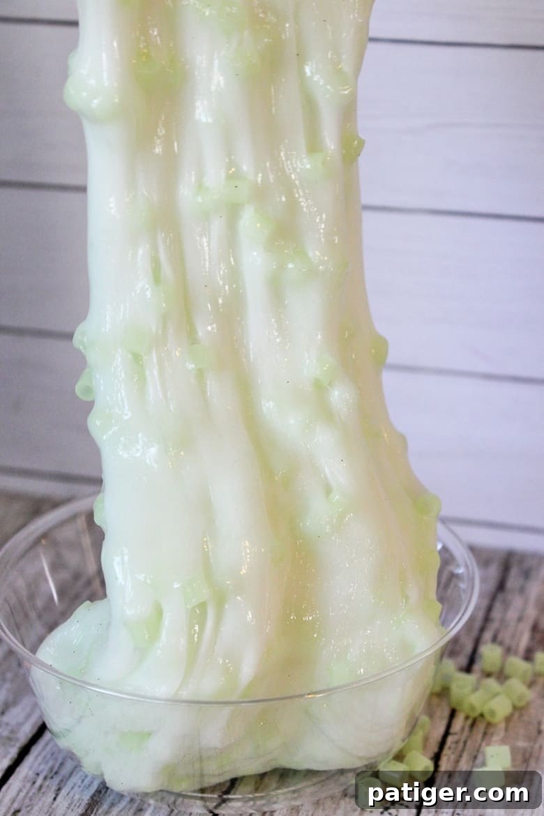 Kids will love this easy-to-make DIY crunchy glow in the dark slime recipe, perfect for sensory play.