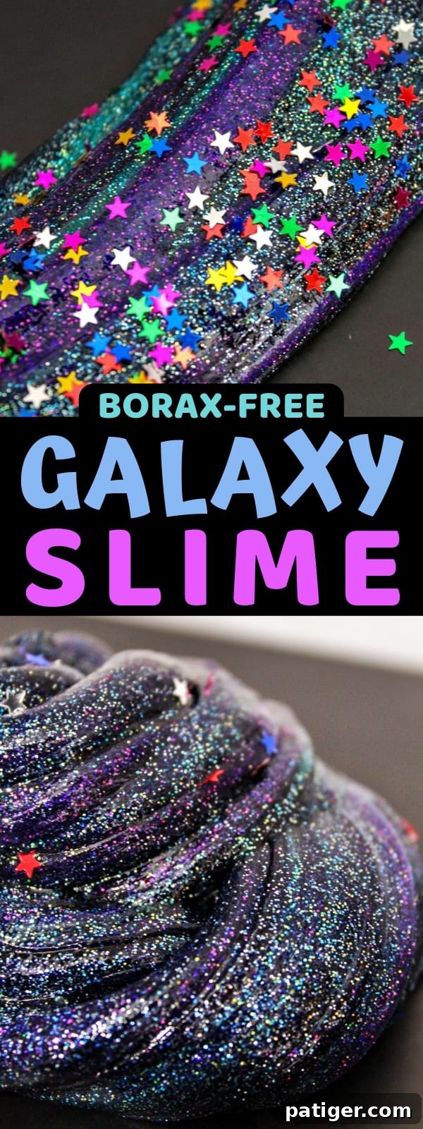 Learn how to make galaxy slime with this easy galaxy slime recipe. The dark colors and glitter combine for DIY slime that is truly out of this world!