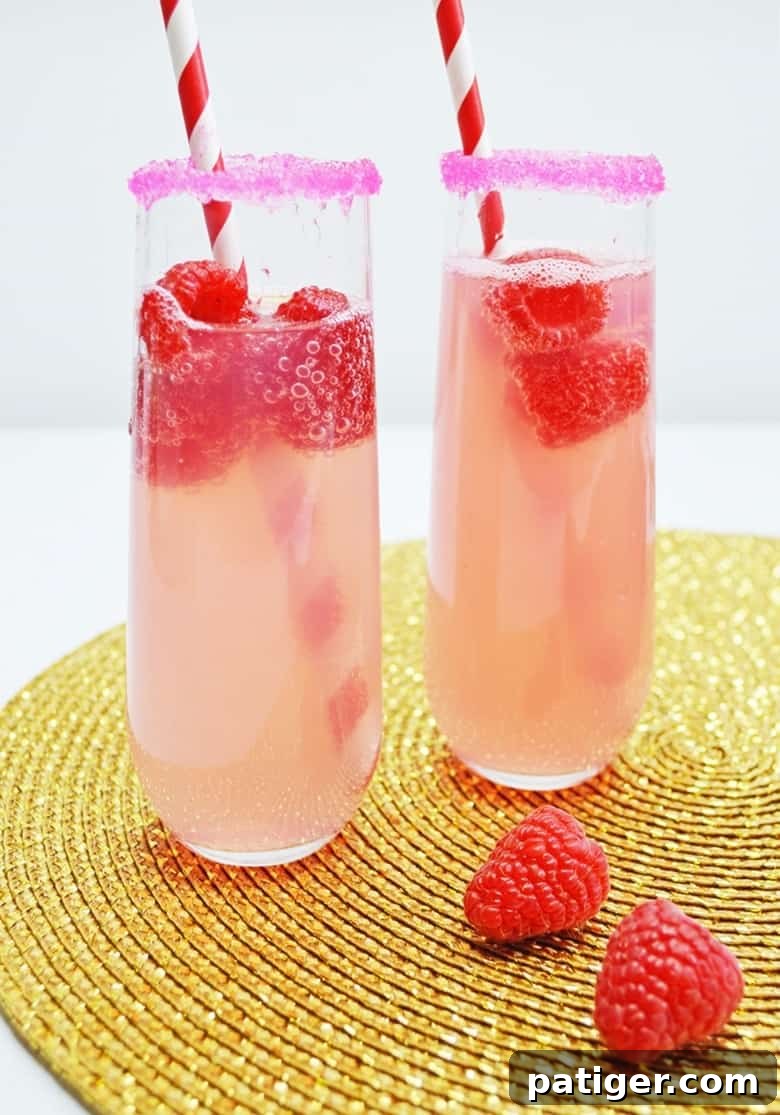 Zesty Raspberry Lemonade Sparklers 2 This small-batch Raspberry Lemonade Mimosa recipe made with champagne and raspberry lemonade is a perfect cocktail for brunch with the girls.