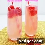 This small-batch Raspberry Lemonade Mimosa recipe made with champagne and raspberry lemonade is a perfect cocktail for brunch with the girls.