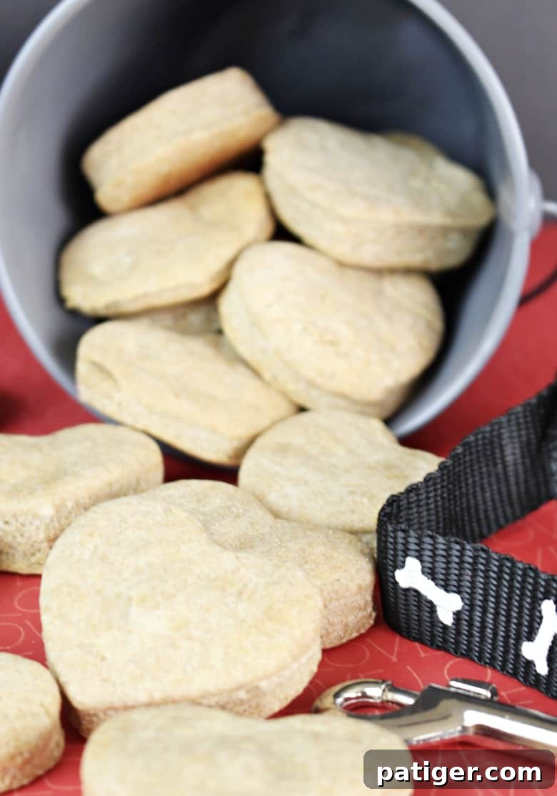A stack of golden-brown homemade dog treats, perfectly baked and cooled, ready for storage.