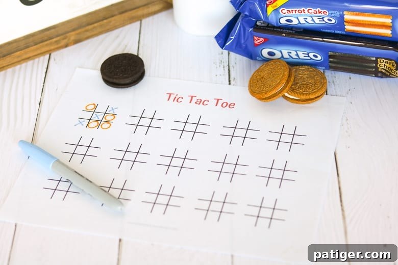 Free printable tic tac toe game board for a fun family game night activity