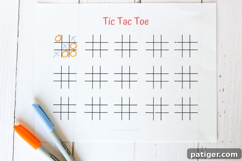 Free Printable Tic Tac Toe Game board for family fun