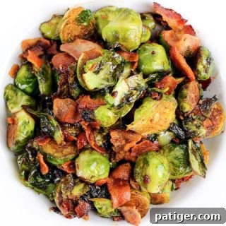 Bacon-Kissed Balsamic Brussels Sprouts 5 Brussels sprouts with bacon and balsamic reduction makes a delicious and easy side dish. These are seriously the best Brussels sprouts ever.