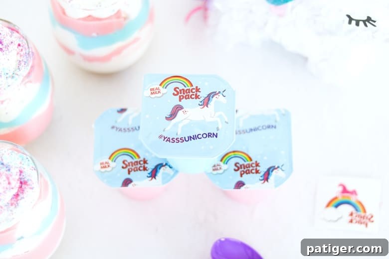 Magical Unicorn Swirl Parfaits 4 Unicorn Snack Pack Pudding Parfaits