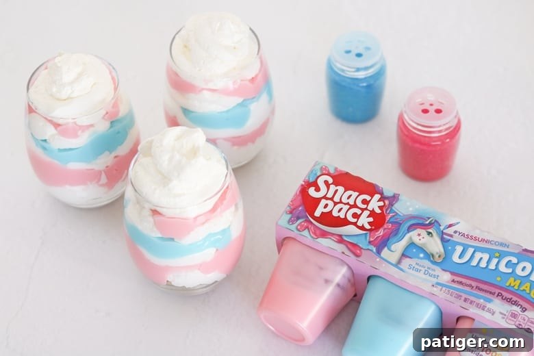 Magical Unicorn Swirl Parfaits 9 Unicorn Parfait with Pudding