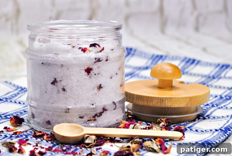 Enjoy these easy 5-ingredient DIY Rose Petal Bath Salts yourself, or make them as a nice homemade gift for the bath lover in your life.