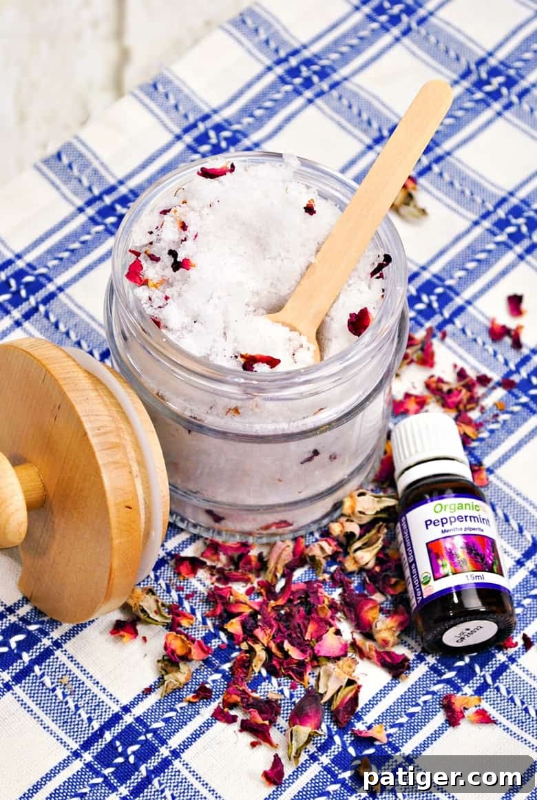 Enjoy these easy 5-ingredient DIY Rose Petal Bath Salts yourself, or make them as a nice homemade gift for the bath lover in your life.