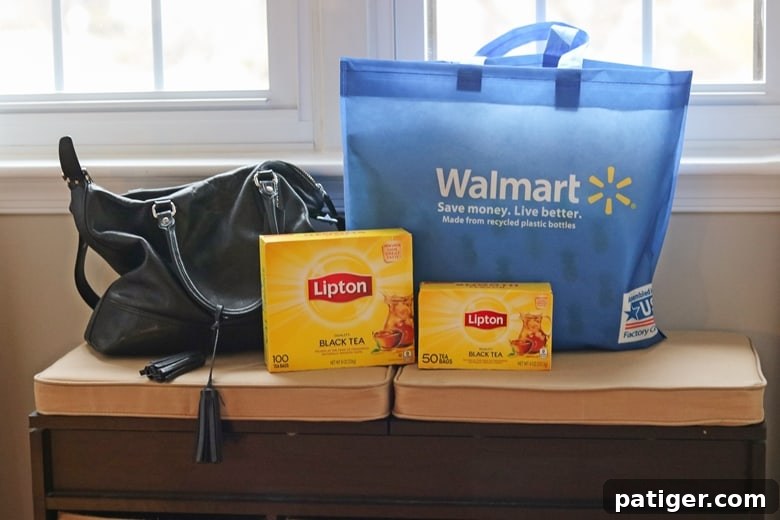 Craft Your Own Tea Lovers Basket 3 Lipton 100% Natural Black Tea Bags, available in 50-count and 100-count boxes, a must-have for any tea-themed gift basket, celebrated for its rich flavor.