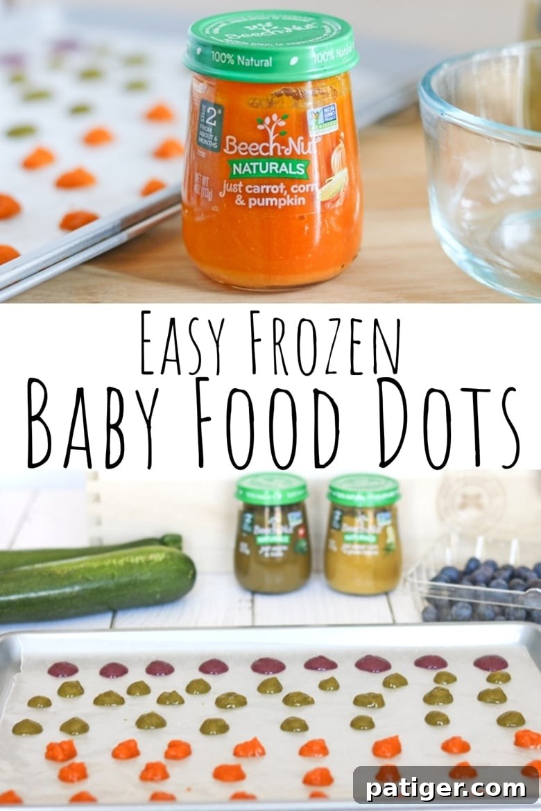Frozen baby food dots are an easy finger food idea perfect for teething toddlers and self-feeders.