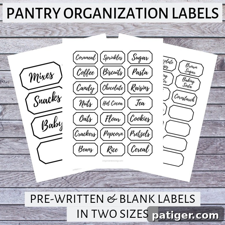 Printable Pantry Organization Labels