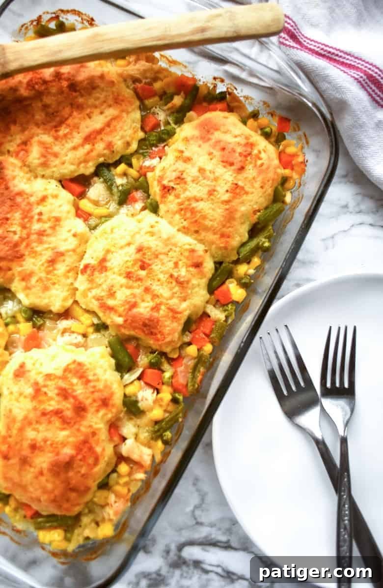 This chicken and dumpling casserole is a delicious take on a classic southern comfort food recipe that the whole family will love.