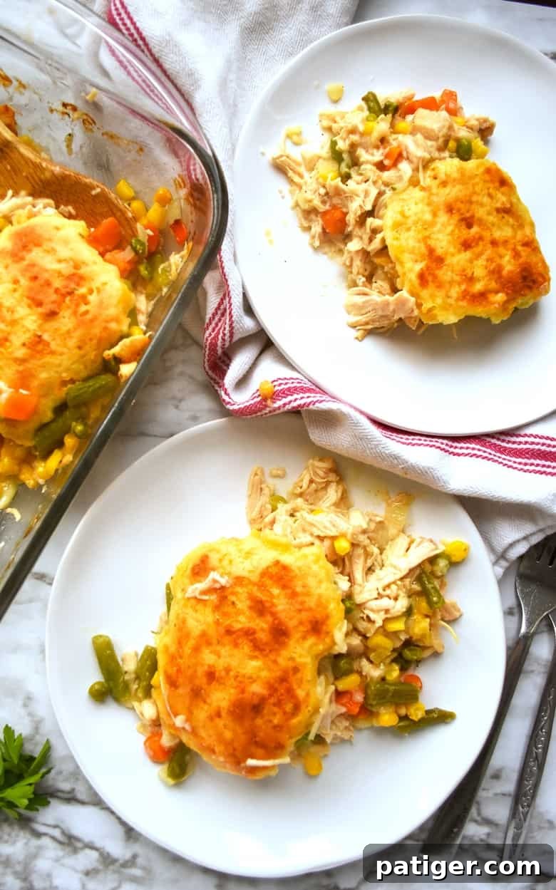 This chicken and dumpling casserole is a delicious take on a classic southern comfort food recipe that the whole family will love.