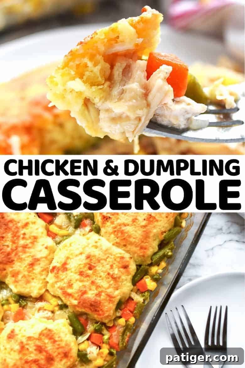 This chicken and dumpling casserole is a delicious take on a classic southern comfort food recipe that the whole family will love.