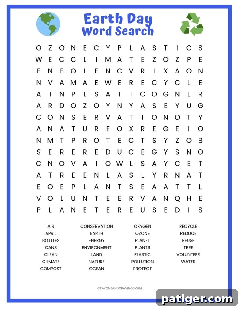 Earth Day Word Search Puzzle 3 Printable Earth Day Word Search Puzzle for all ages to learn about environmental terms
