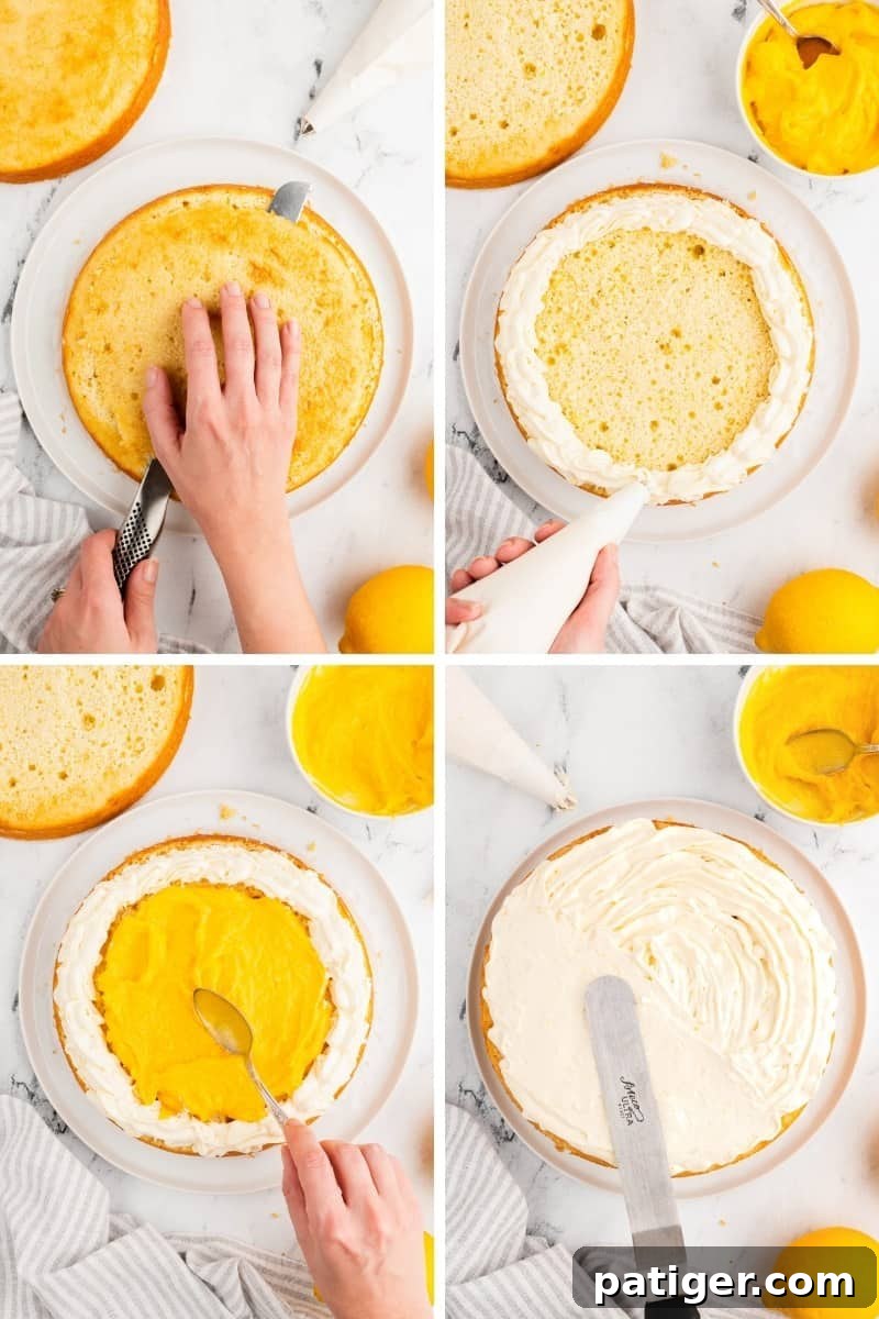 How to layer a cake with lemon curd.