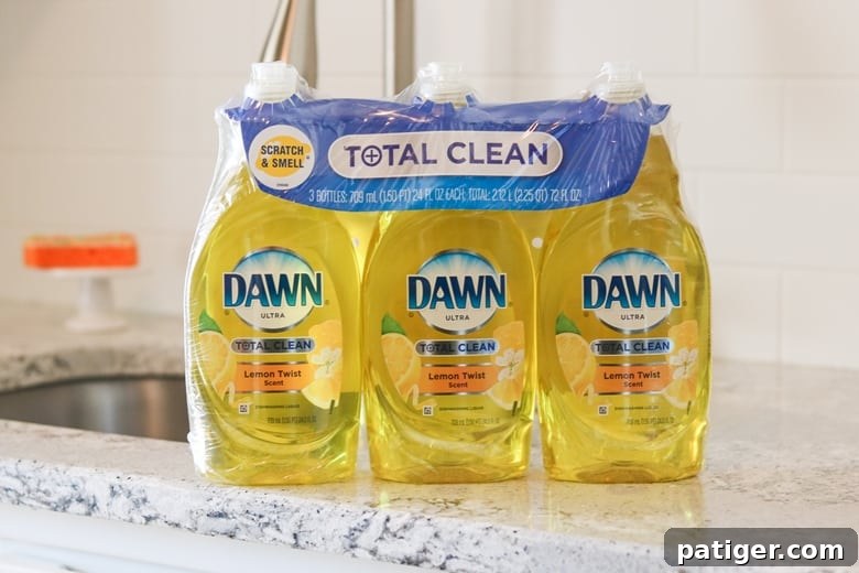 3 pack of yellow Dawn Total Clean Lemon Twist Dish Soap