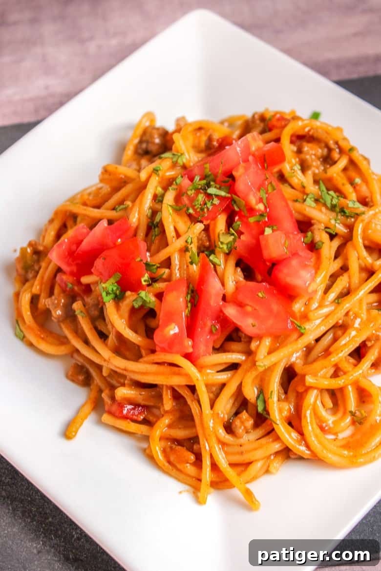 One-Pot Taco Spaghetti, a quick and easy family dinner