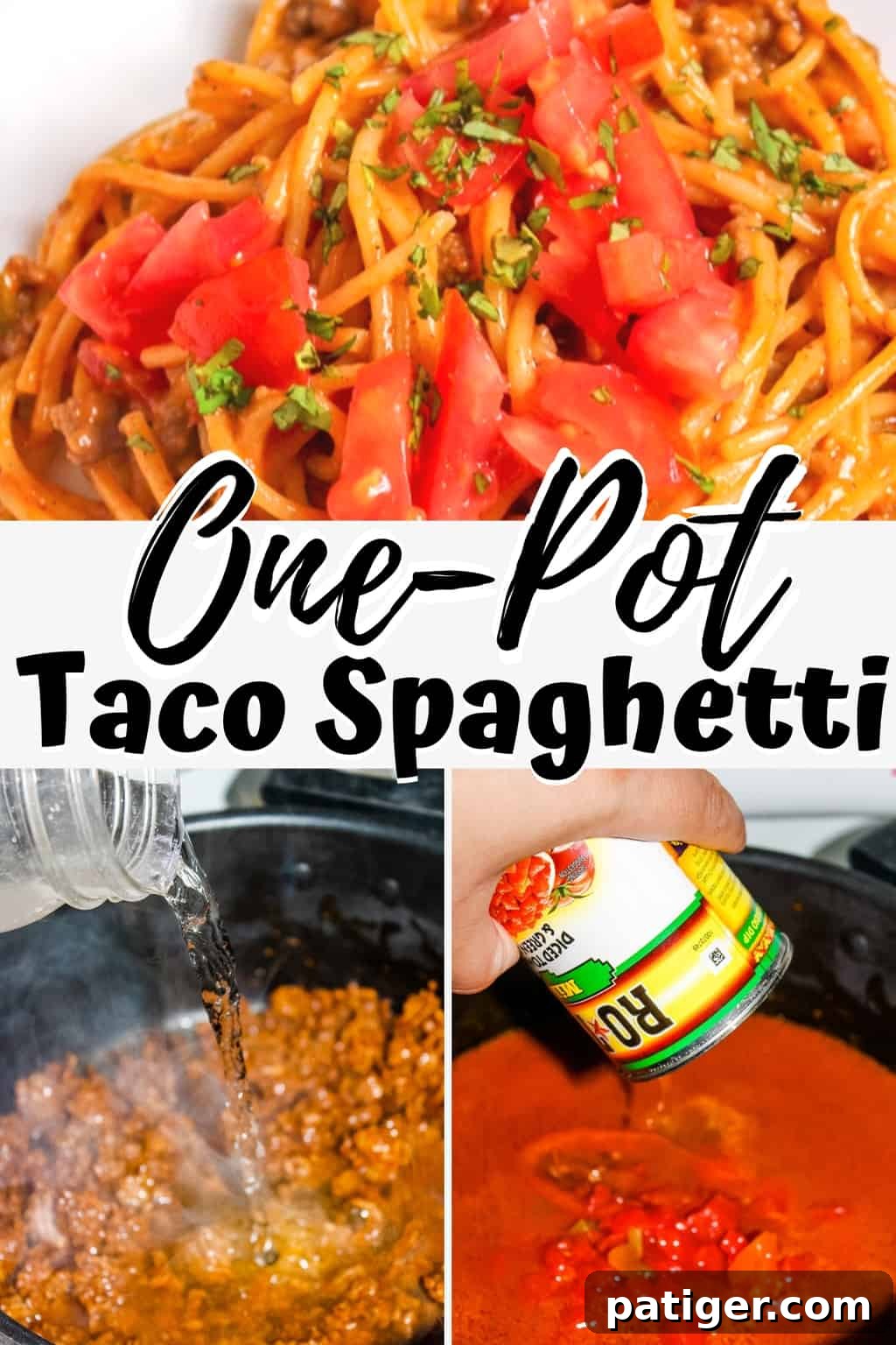 One-Pot Taco Spaghetti Recipe Pin for Pinterest