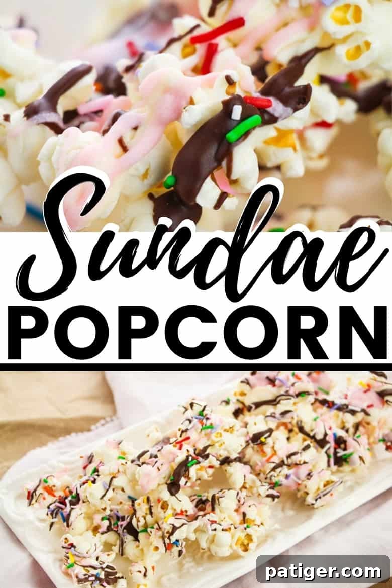 Sundae Popcorn, a close-up of the sweet, colorful snack