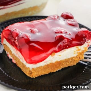 No Bake Cherry Cheesecake on plate