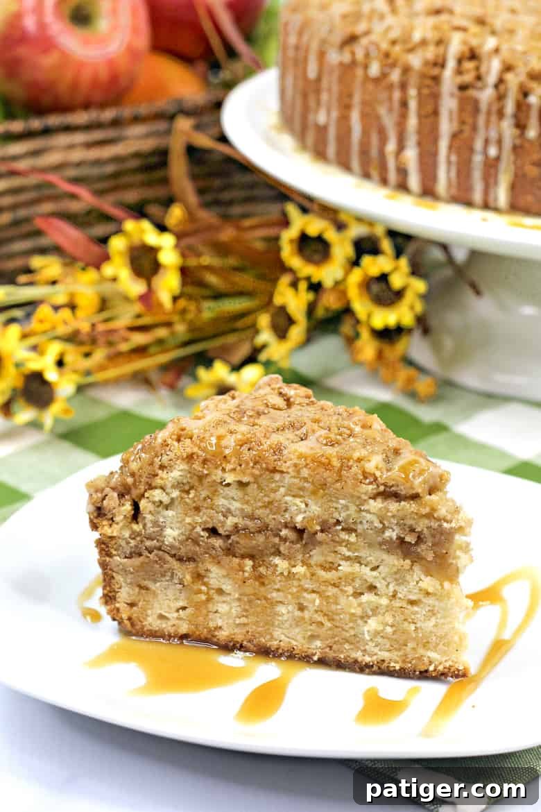 Apple Crumb Cake Recipe with Salted Caramel Sauce