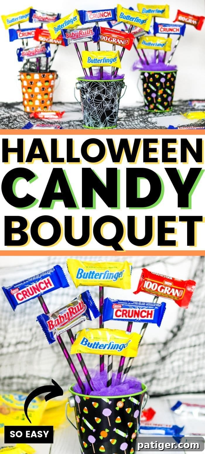 Grand Finale: Beautifully Crafted Halloween Candy Bouquet as a Festive Gift