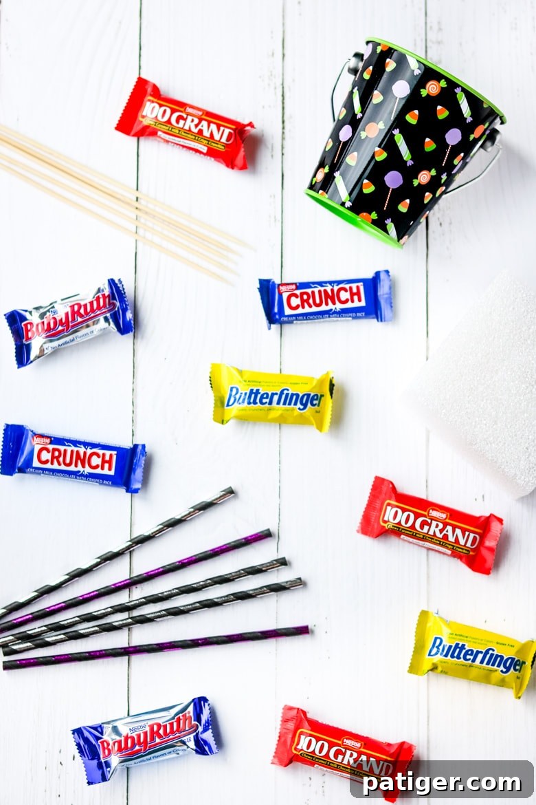 Candy Bouquet Supplies and Materials for Halloween DIY Project