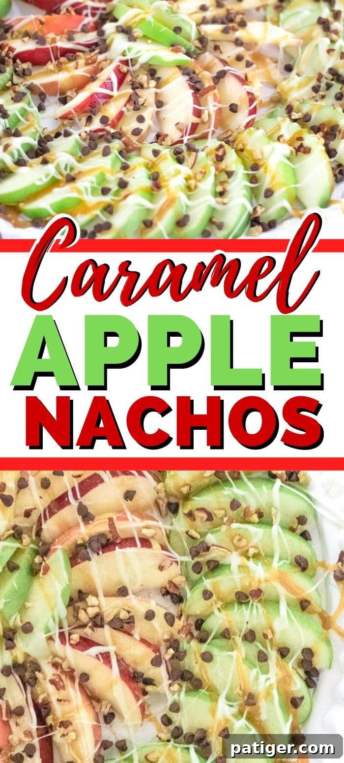 Caramel Apple Nachos pin. A delicious and simple dessert idea.