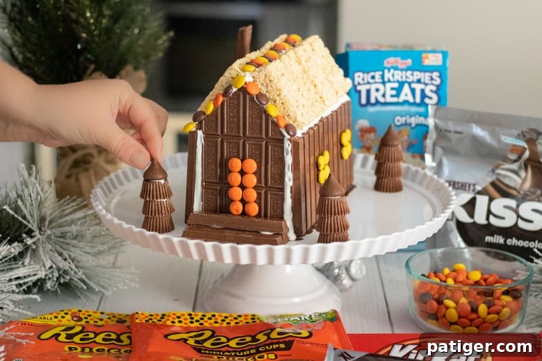Festive Sweet Retreat 6 Adding Hershey's Kisses to Top or Reese's Peanut Butter Cup Trees.