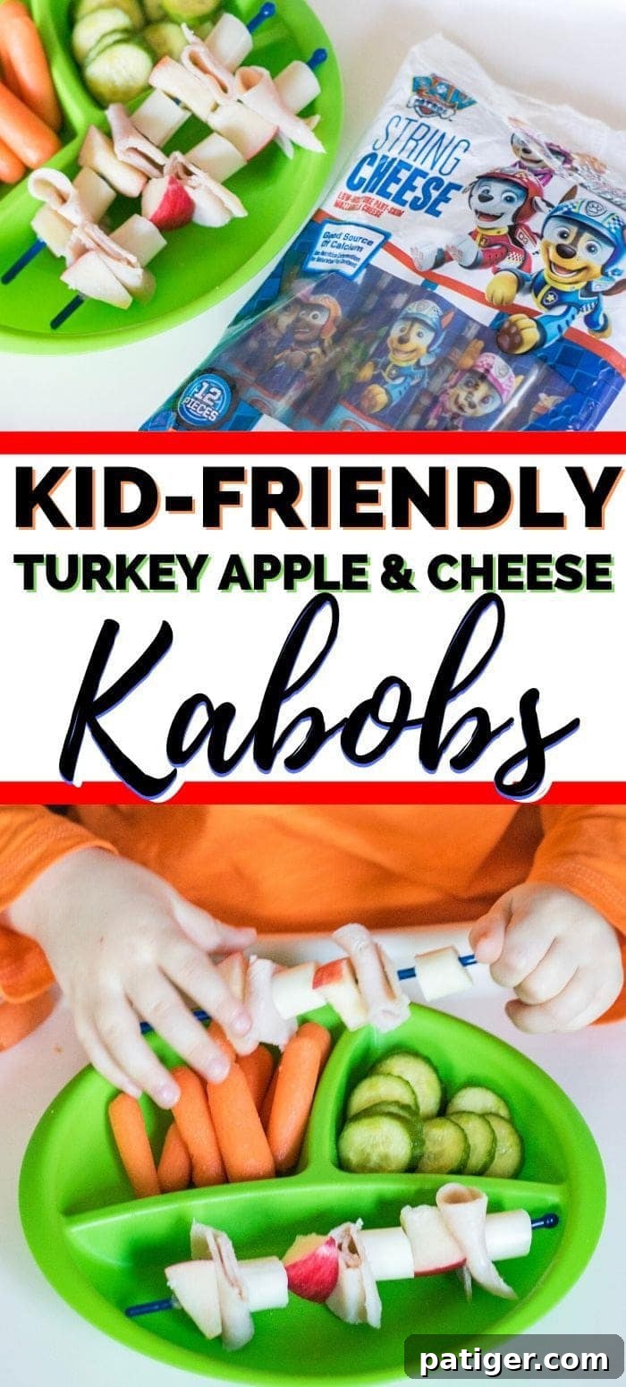 Kid-friendly Turkey Apple Cheese Kabobs, a delightful and nutritious snack or lunch idea.