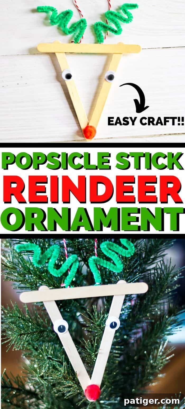 Whimsical Craft Stick Reindeer Decor 10 Reindeer Popsicle Stick Ornament for Kids Pinterest Pin Image