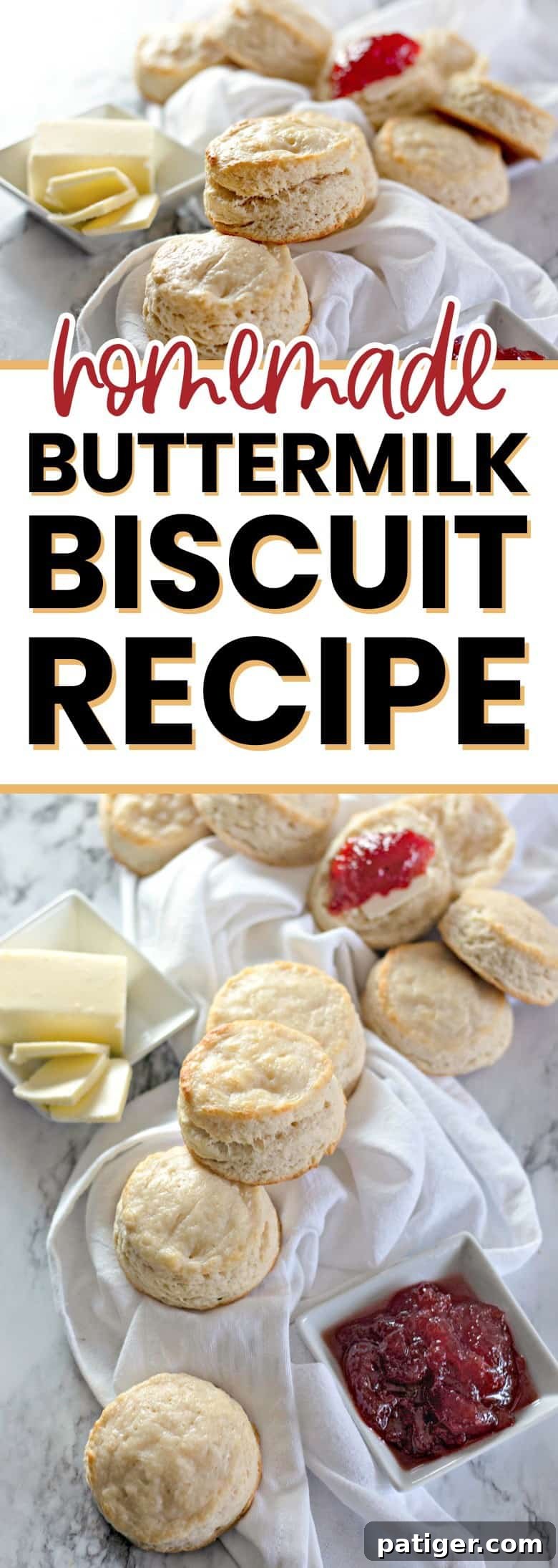 Fluffy Buttermilk Biscuits from Scratch 18 A Pinterest-optimized image featuring homemade buttermilk biscuits with text overlay, ideal for sharing on social media.