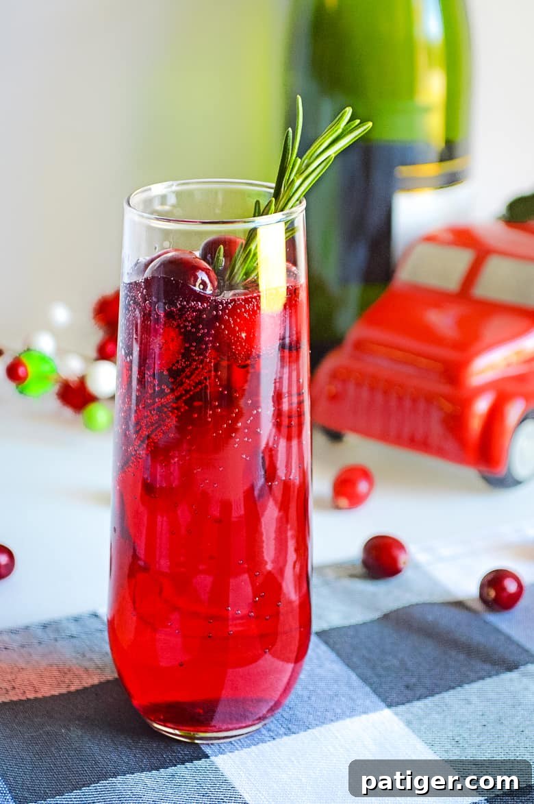 Ruby Sparkler 4 Christmas cranberry mimosa sitting elegantly on a table