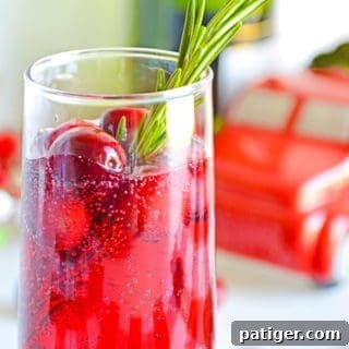 Closeup of a beautiful cranberry mimosa