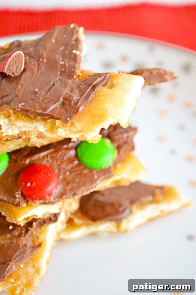 Christmas candy crack on a plate ready to be broken into pieces